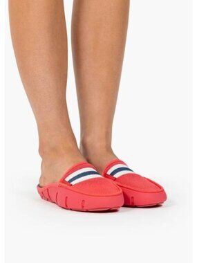 Swims Loafer Pink With Navy Striped Band Slip-On Shoes Women Size 8 US 39 EU New